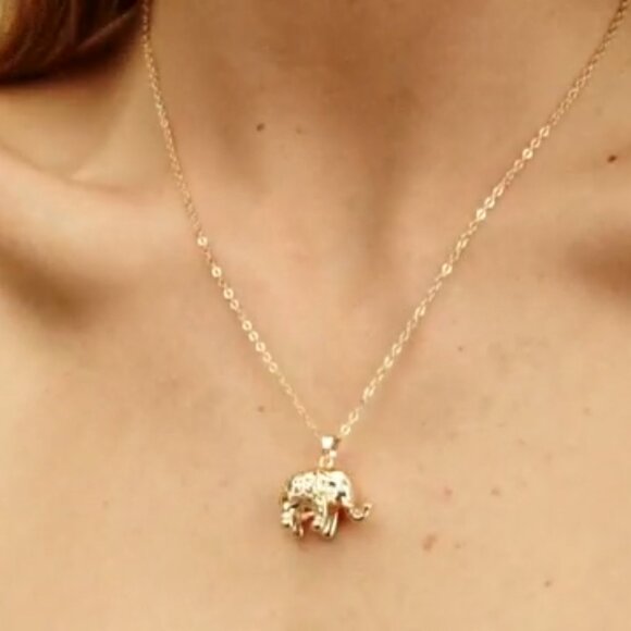 Neiman Marcus 18K Gold Plated Filigree Elephant Necklace - Picture 3 of 4